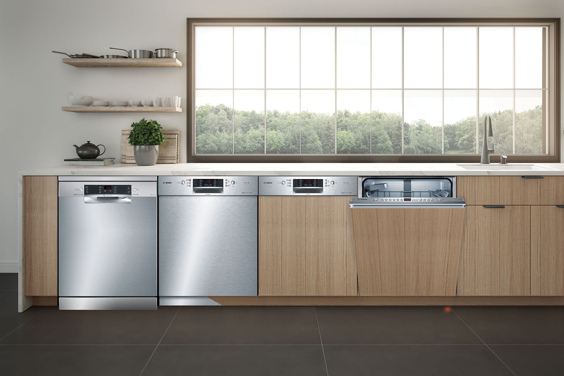 Bosch dishwasher kitchen appliance installed