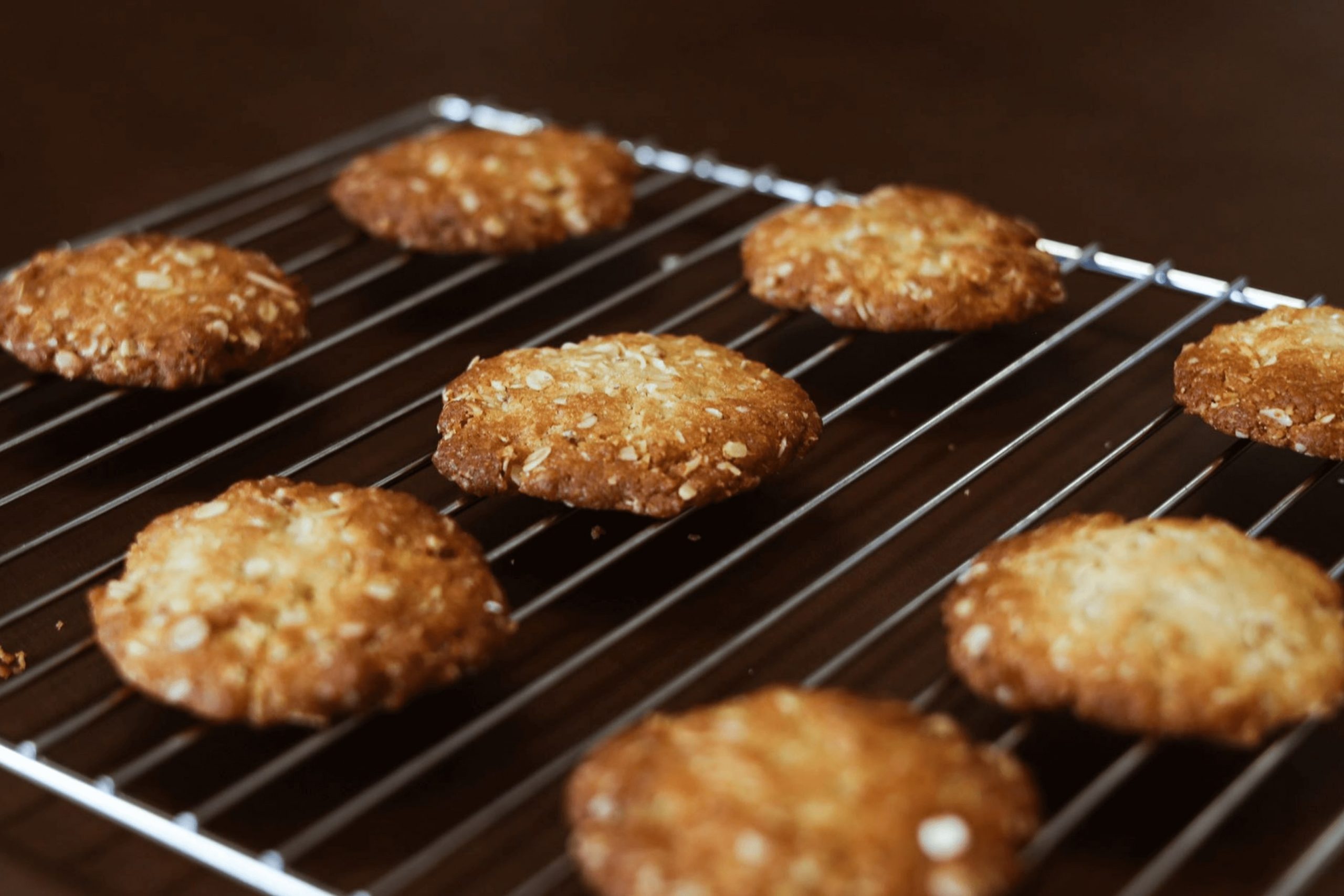anzac biscuit recipe on an oven rack