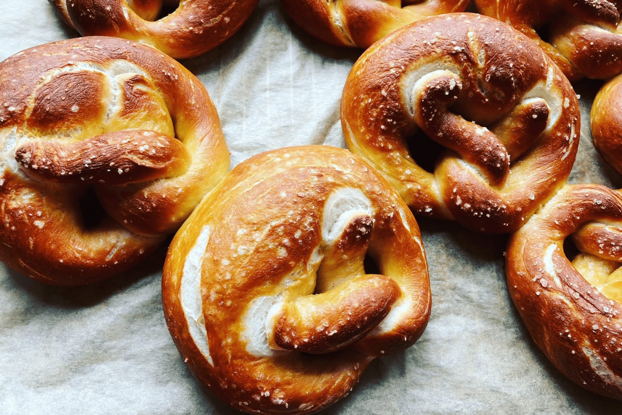 German Bretzel with cream cheese and salt